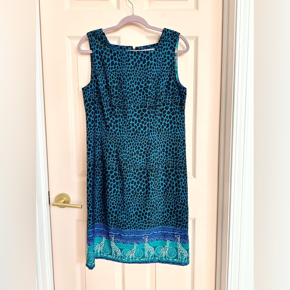 Blue giraffe print sag harbor dress